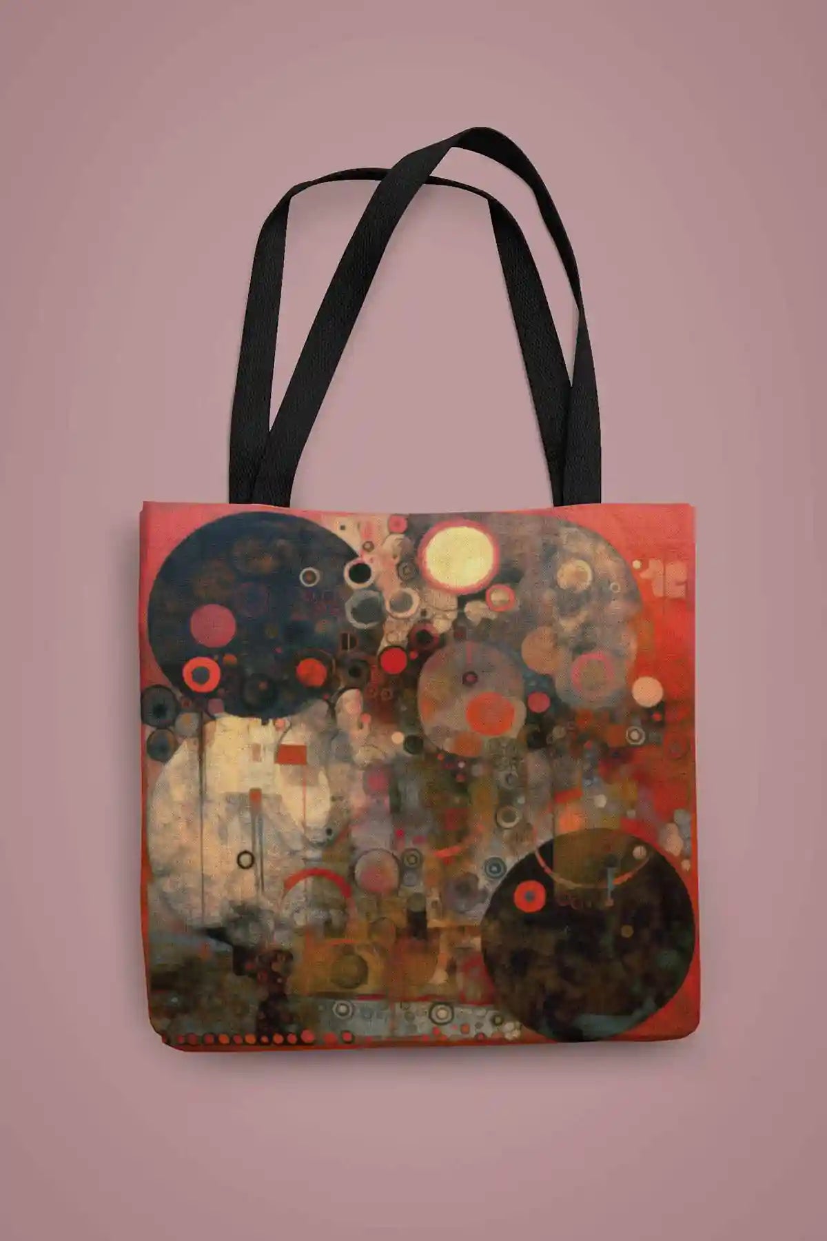 Conflated Serenade digital art print on a tote bag lying on a customizable background.