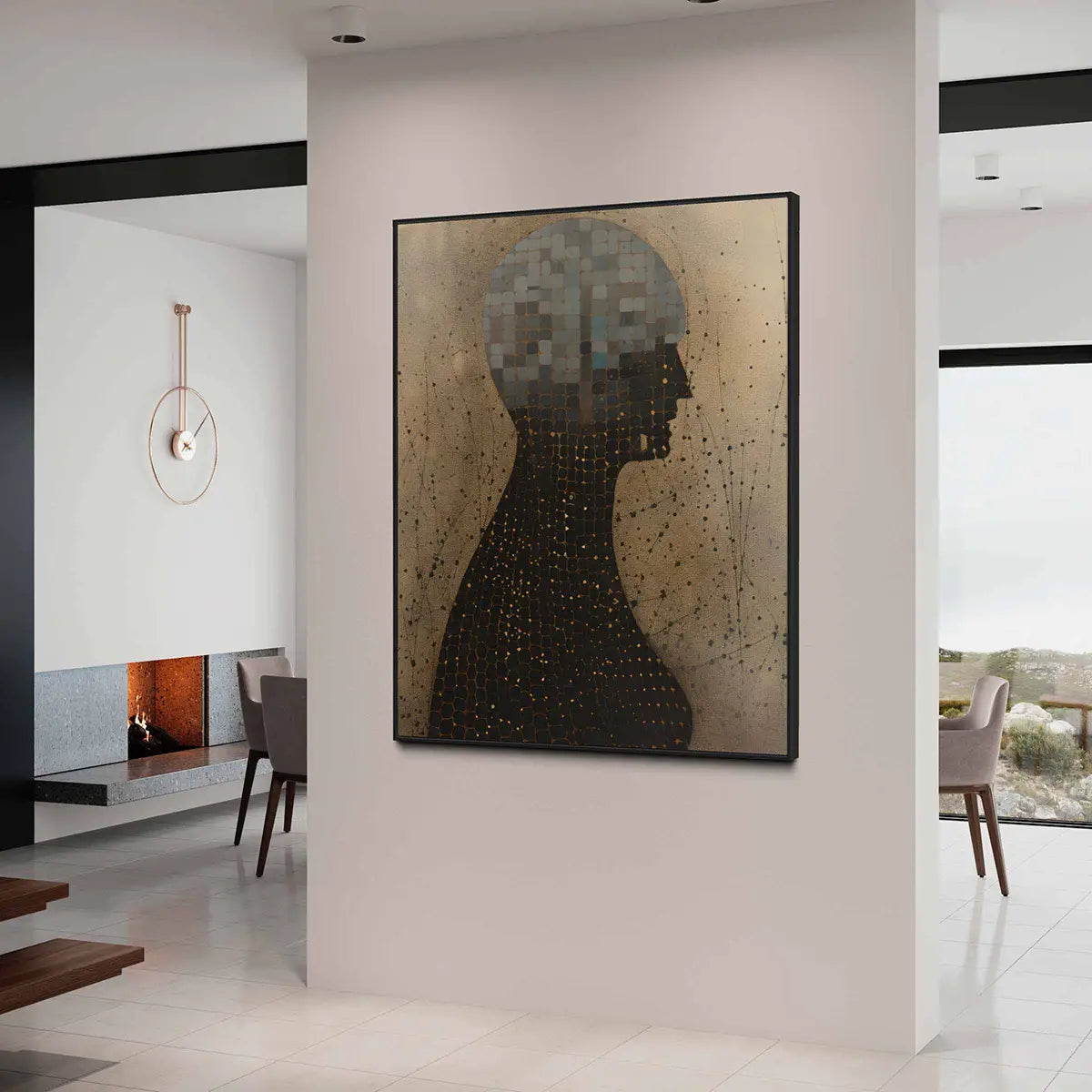 Another Form art print displayed as oversized wall art in a modern entry hall.