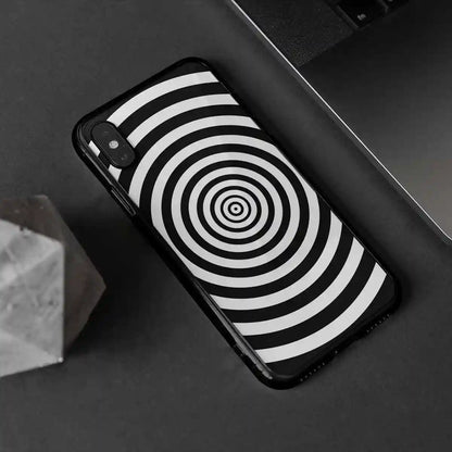 Circles digital art print on a clear phone case with elegant ornaments.