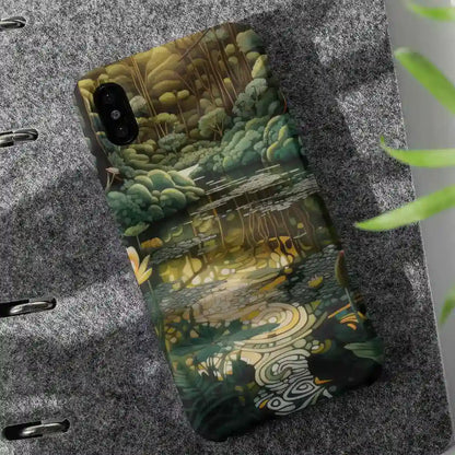 Glimmer digital art print on a phone case featuring a little plant.