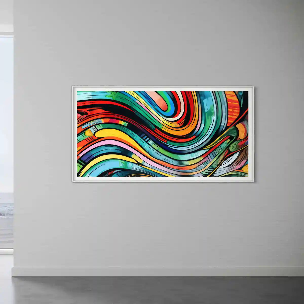 Gritshade digital art print on oversized wall art in a minimalistic modern space.