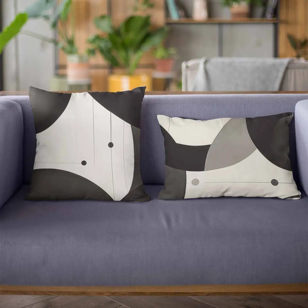 Couch with pillows featuring Overlapping Circles digital art print.