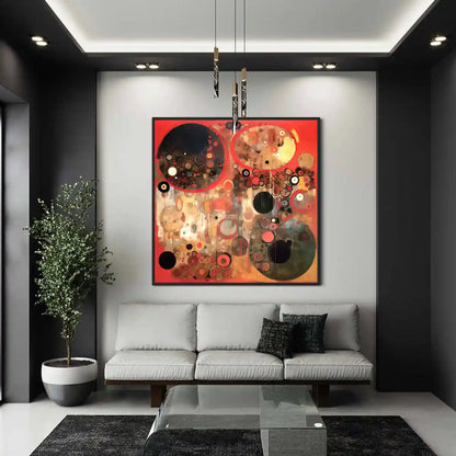 Sacred Serenade digital art print on oversized wall art in a contemporary living room.