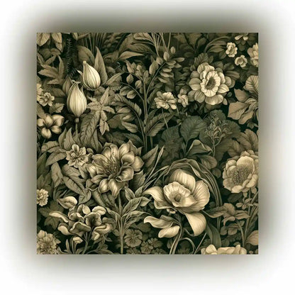 Featured image of Verdant Melody digital art showcasing intricate foliage and flowers in sepia tones, capturing the timeless beauty of nature with an abstract art style.